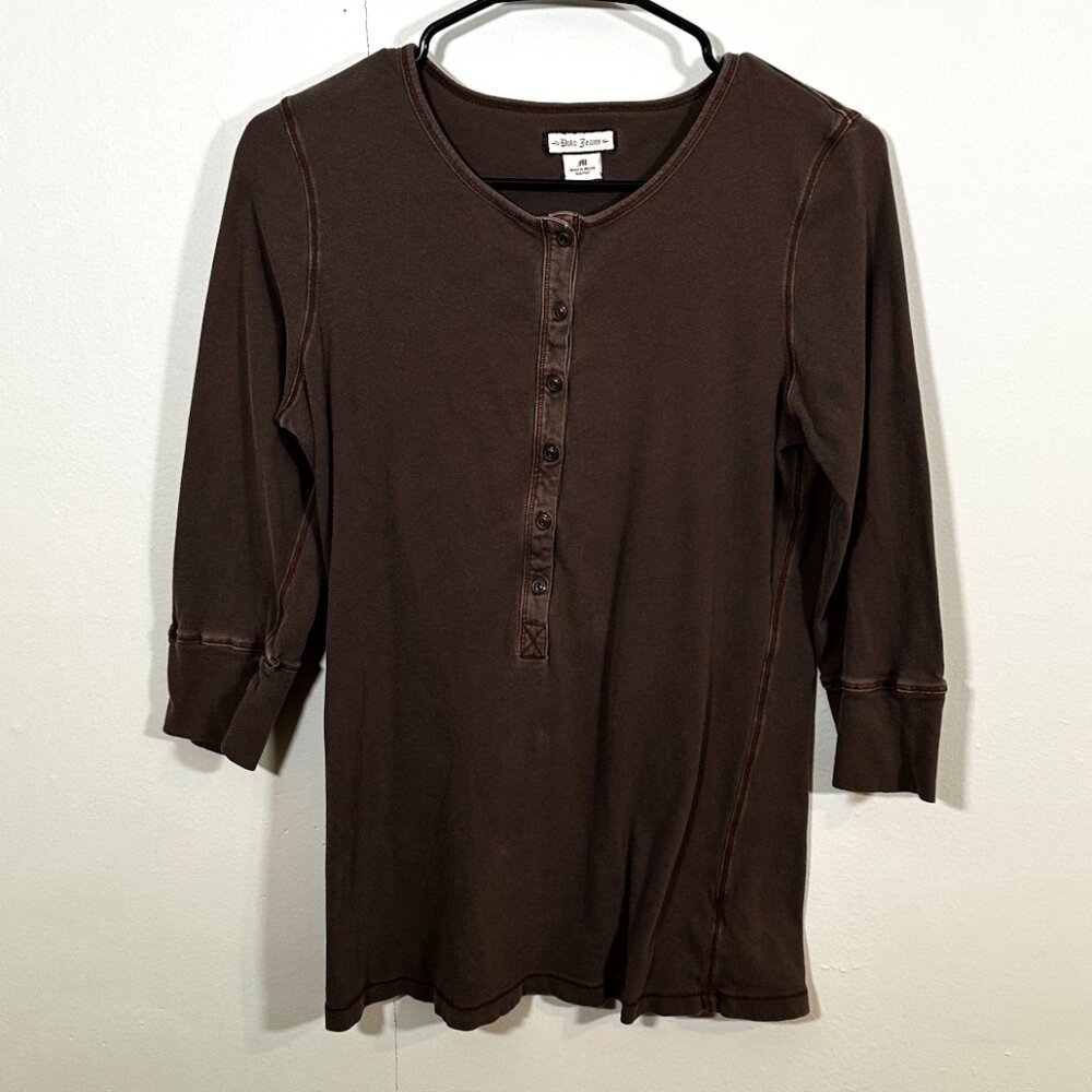Vintage Y2K Ralph Lauren Polo Jeans Co. Henley Size Medium Brown Women's